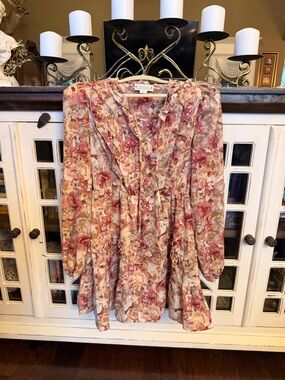 Floral Ruffle Mini Dress in Blush Pink